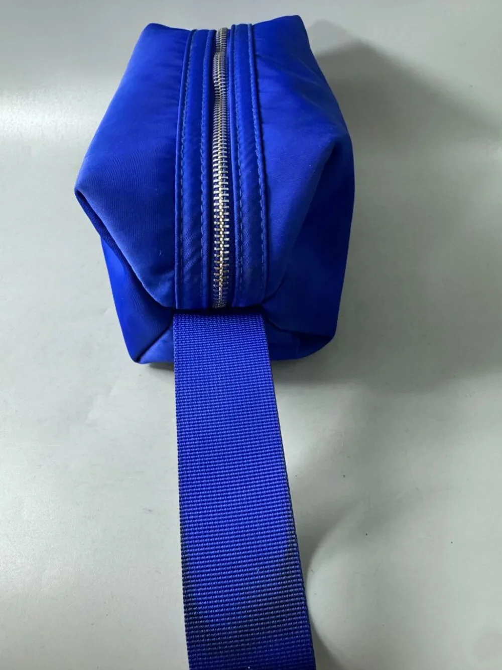 Blue Burberry Toiletry Cosmetic Pouch Travel Case Bag with Handle ~ Royal Blue